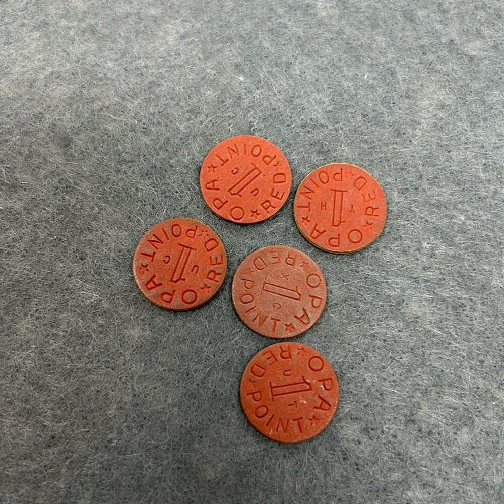 World War 2  Redpoint 1 OPA Ration Tokens X 5